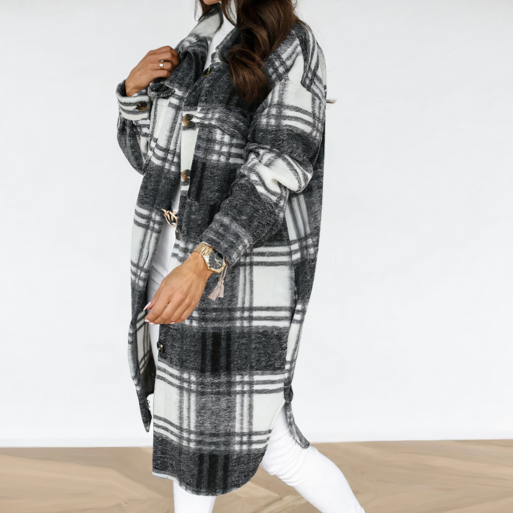 Valenzora – Lange karierte Winterjacke