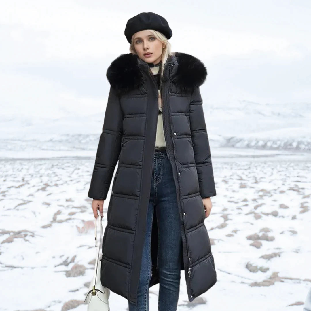 Valenzora | Damen Winterjacke - Warm gefütterte Jacke mit Kunstfellkragen