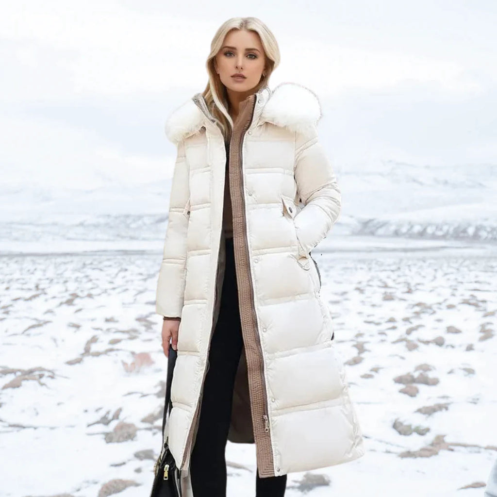 Valenzora | Damen Winterjacke - Warm gefütterte Jacke mit Kunstfellkragen