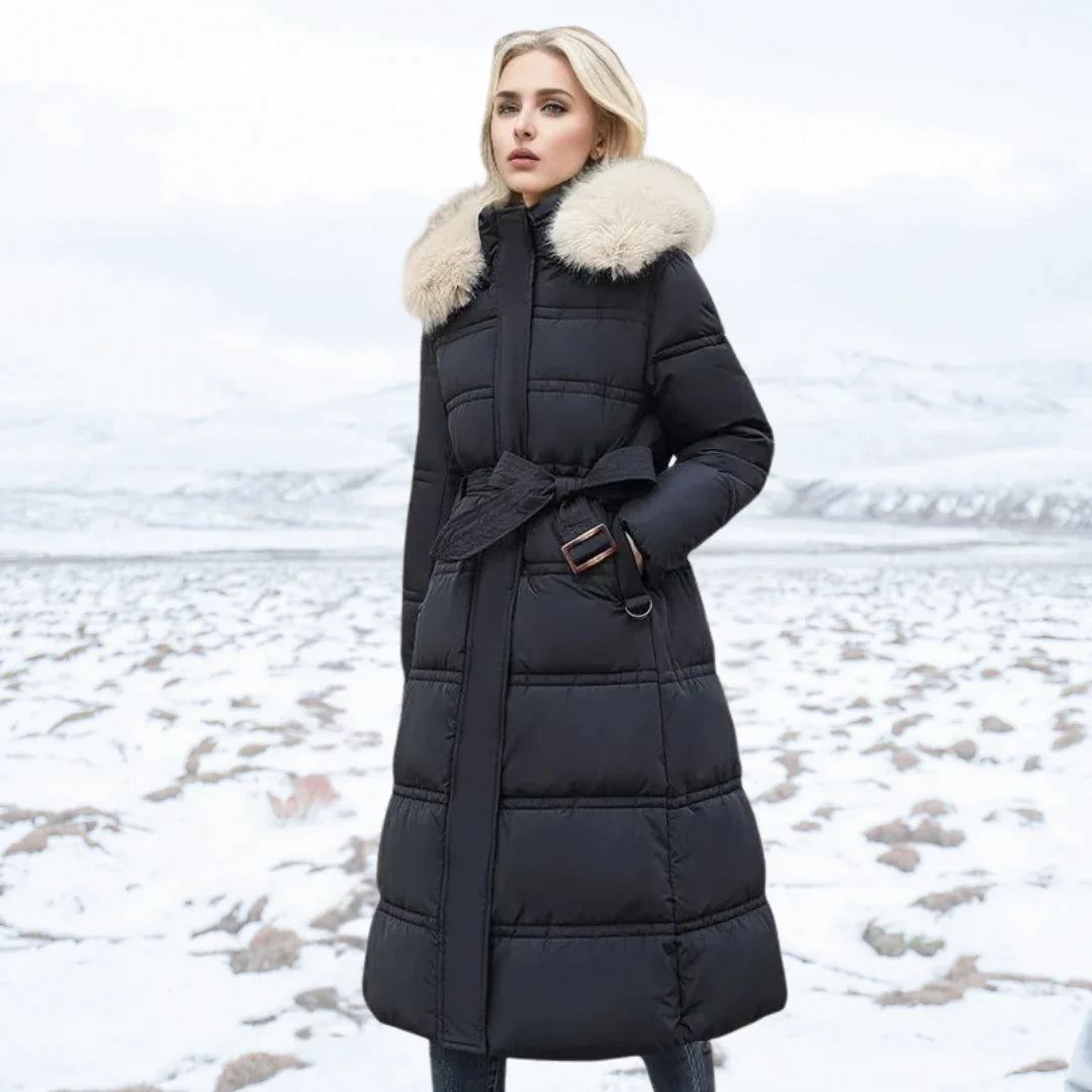 Valenzora | Damen Winterjacke - Warm gefütterte Jacke mit Kunstfellkragen