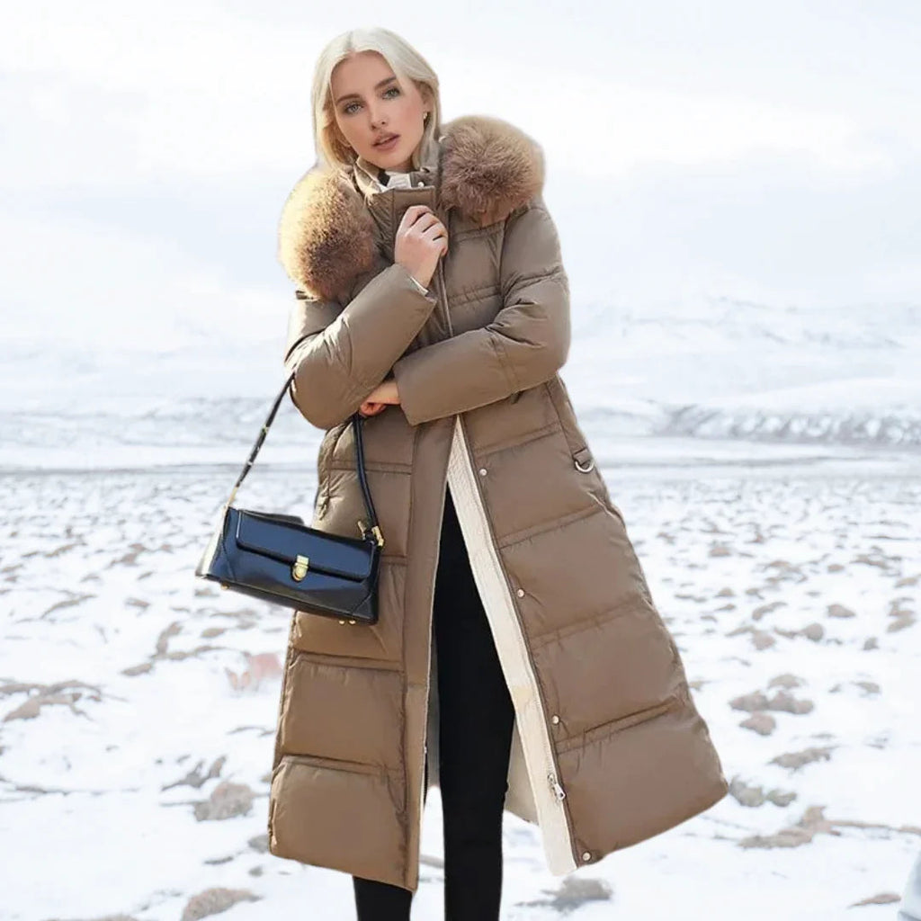 Valenzora | Damen Winterjacke - Warm gefütterte Jacke mit Kunstfellkragen