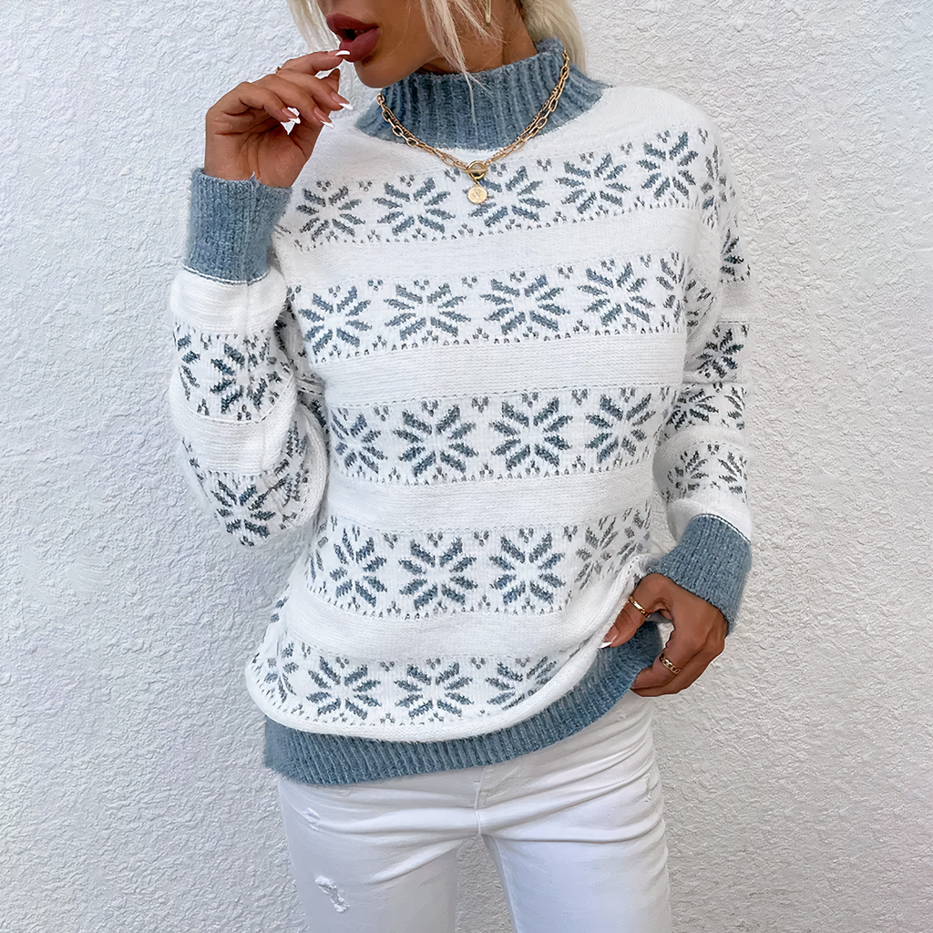 Valenzora | Women's Snowflake Pattern Knit Sweater