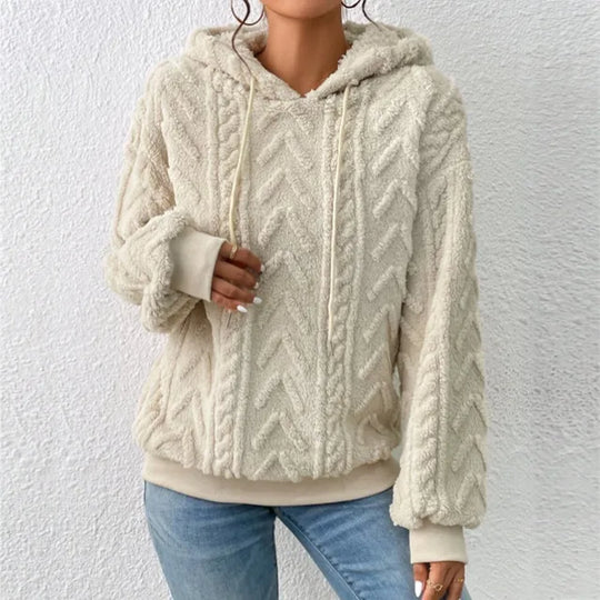 Valenzora | Lässiger Herbst-Teddyfleece-Kapuzenpullover für Damen