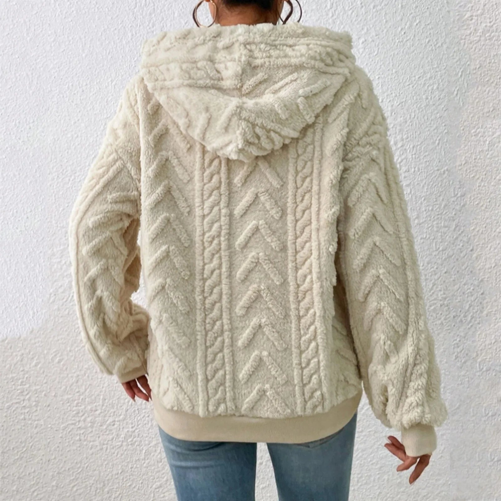 Valenzora | Lässiger Herbst-Teddyfleece-Kapuzenpullover für Damen