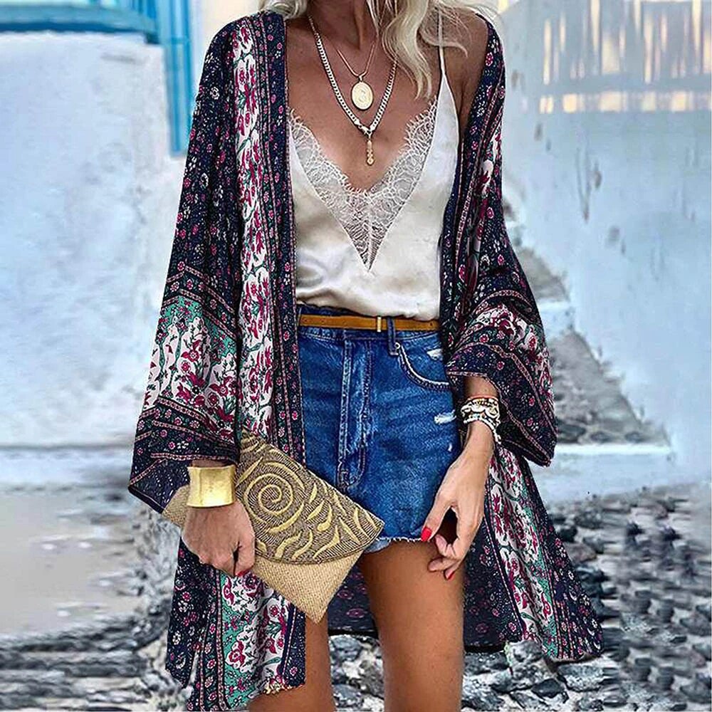 Valenzora | Women's Full Length Kimono Style Cardigan