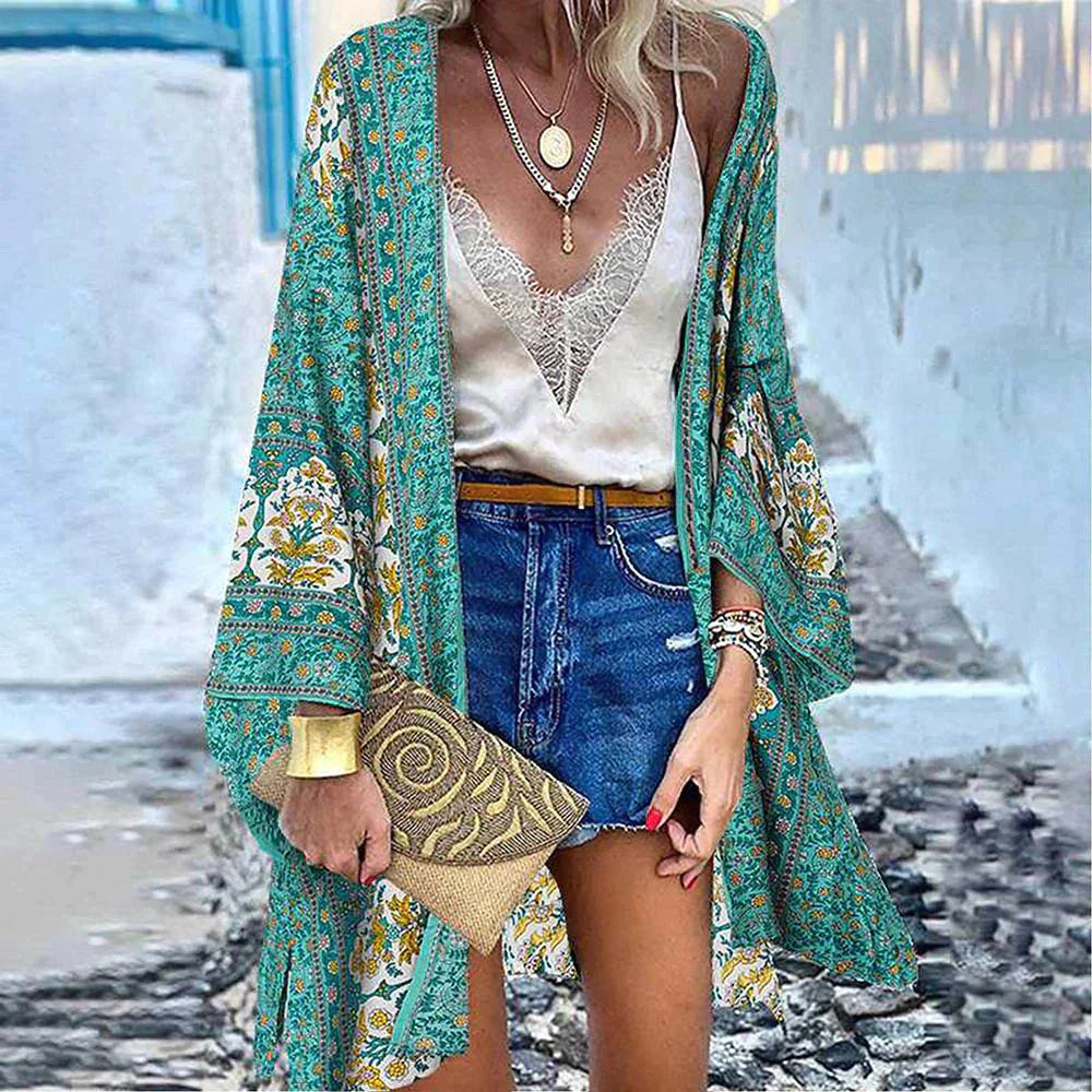 Valenzora | Women's Full Length Kimono Style Cardigan