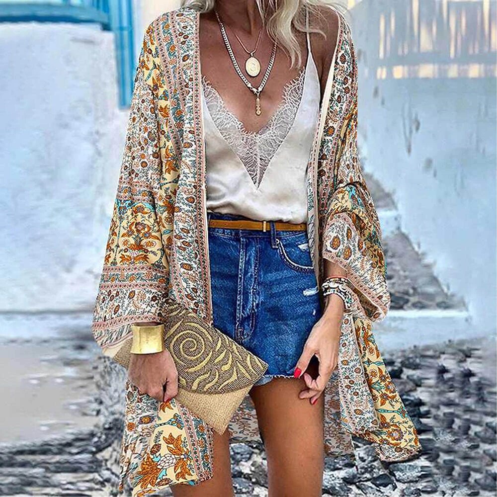 Valenzora | Women's Full Length Kimono Style Cardigan