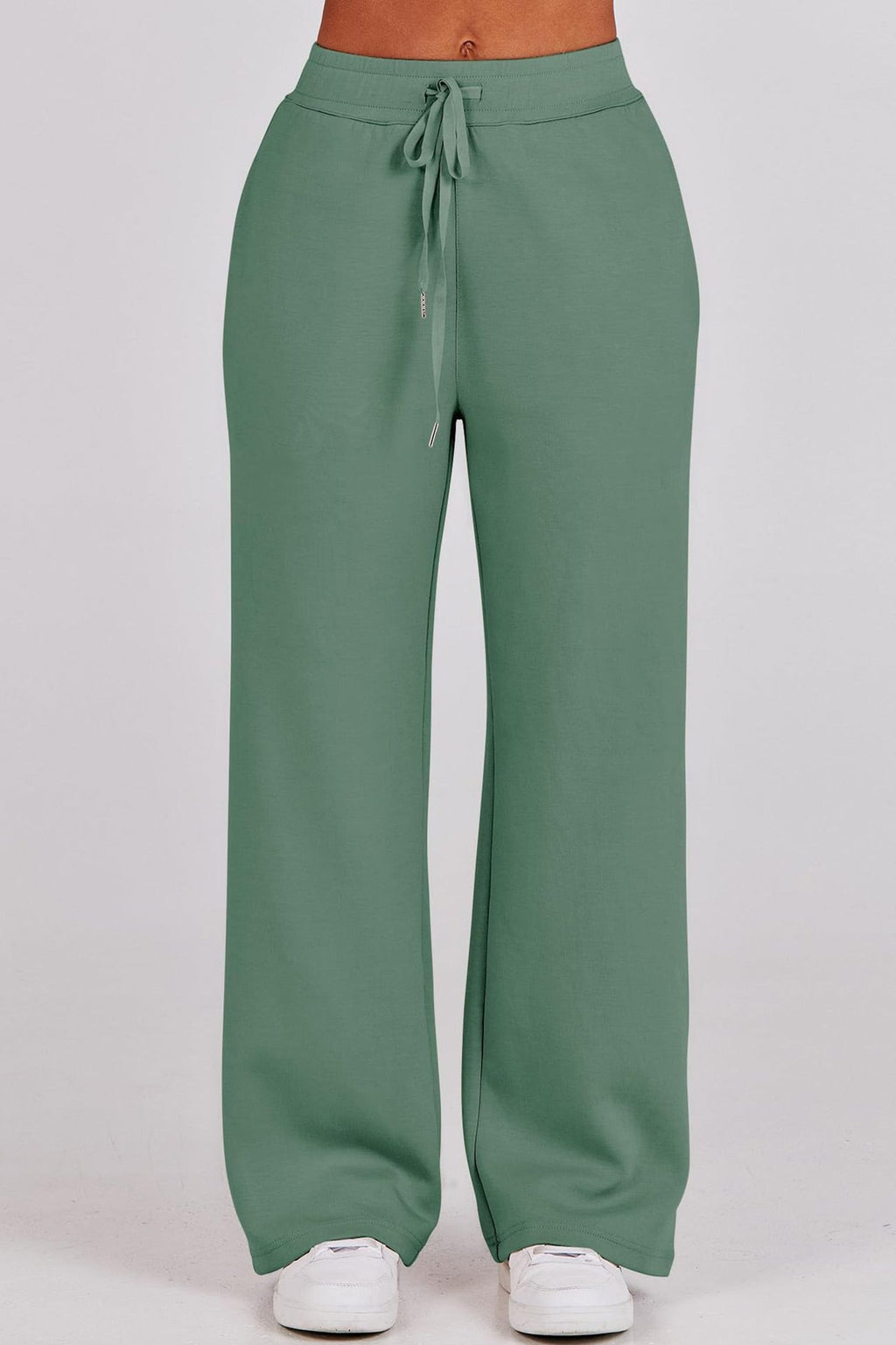 Valenzora | Long wide-leg trouser set with lapel zip-up sweatshirt