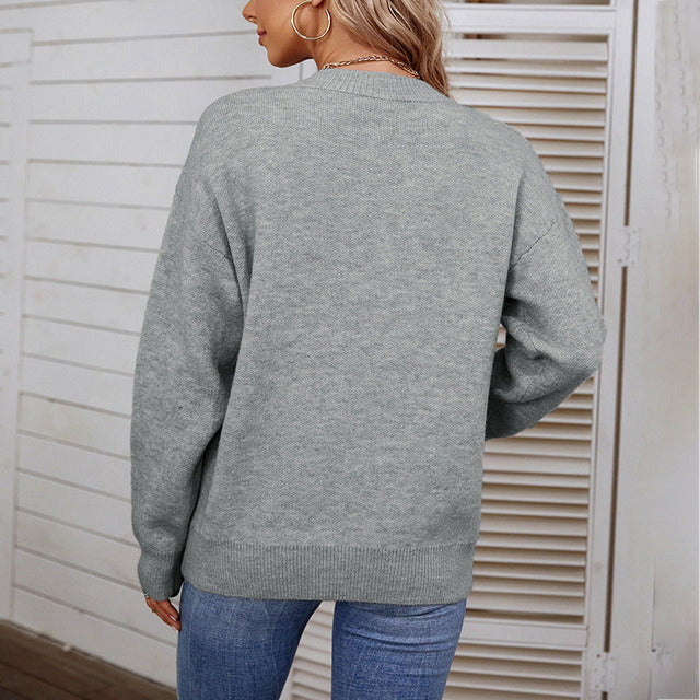 Valenzora | Casual knit sweater with smiley face