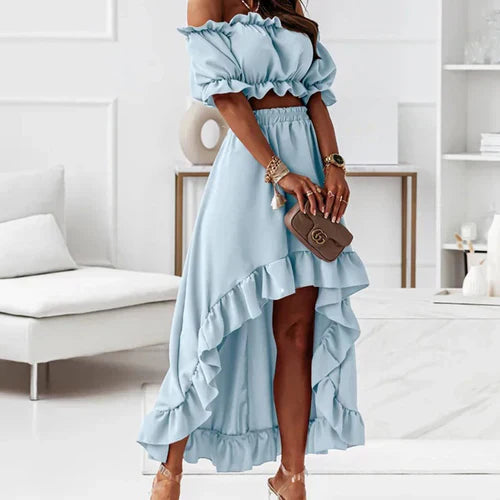 Valenzora | Elegantes Rüschenkleid-Set