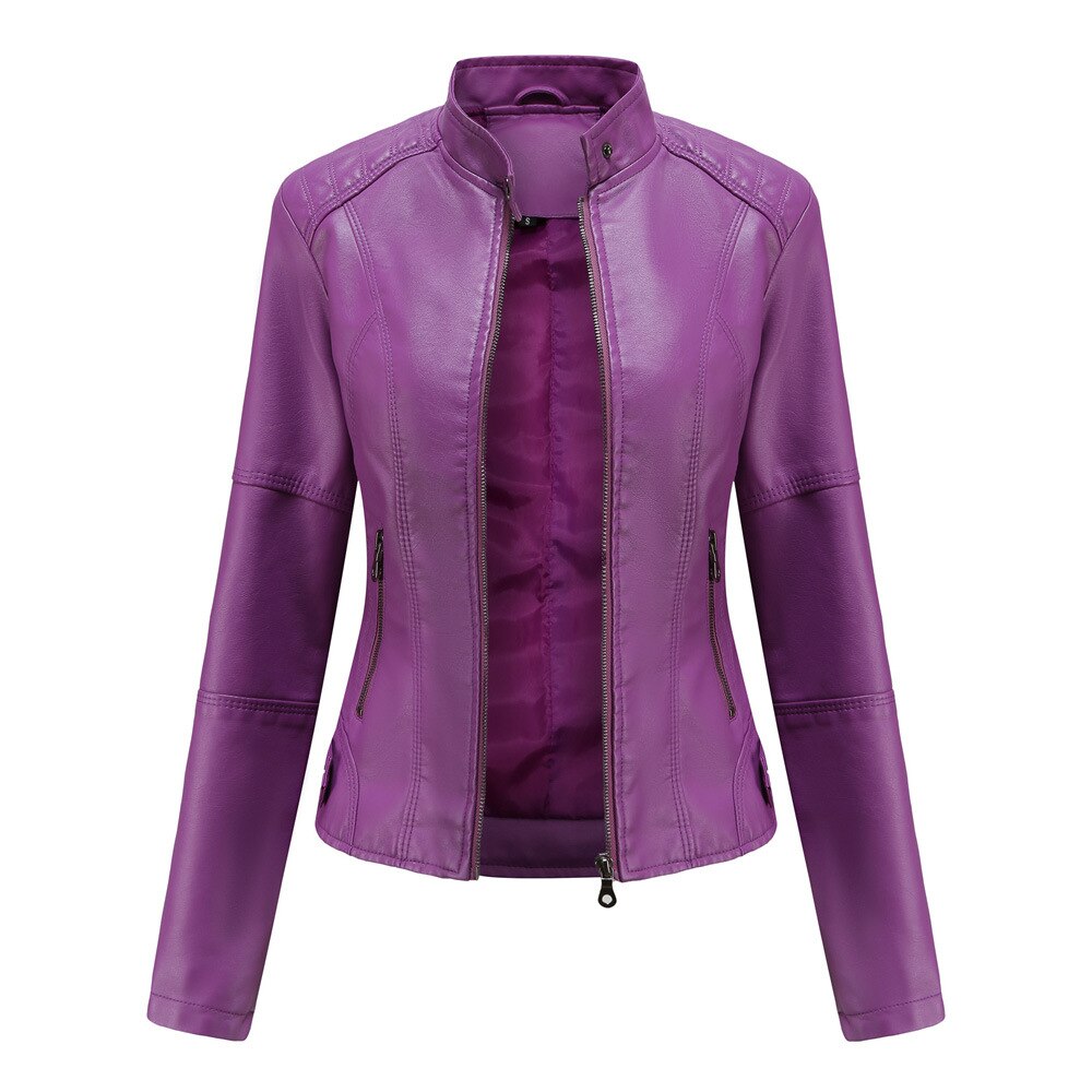 Valenzora - Women's Slim Fit Faux Leather Biker Jacket