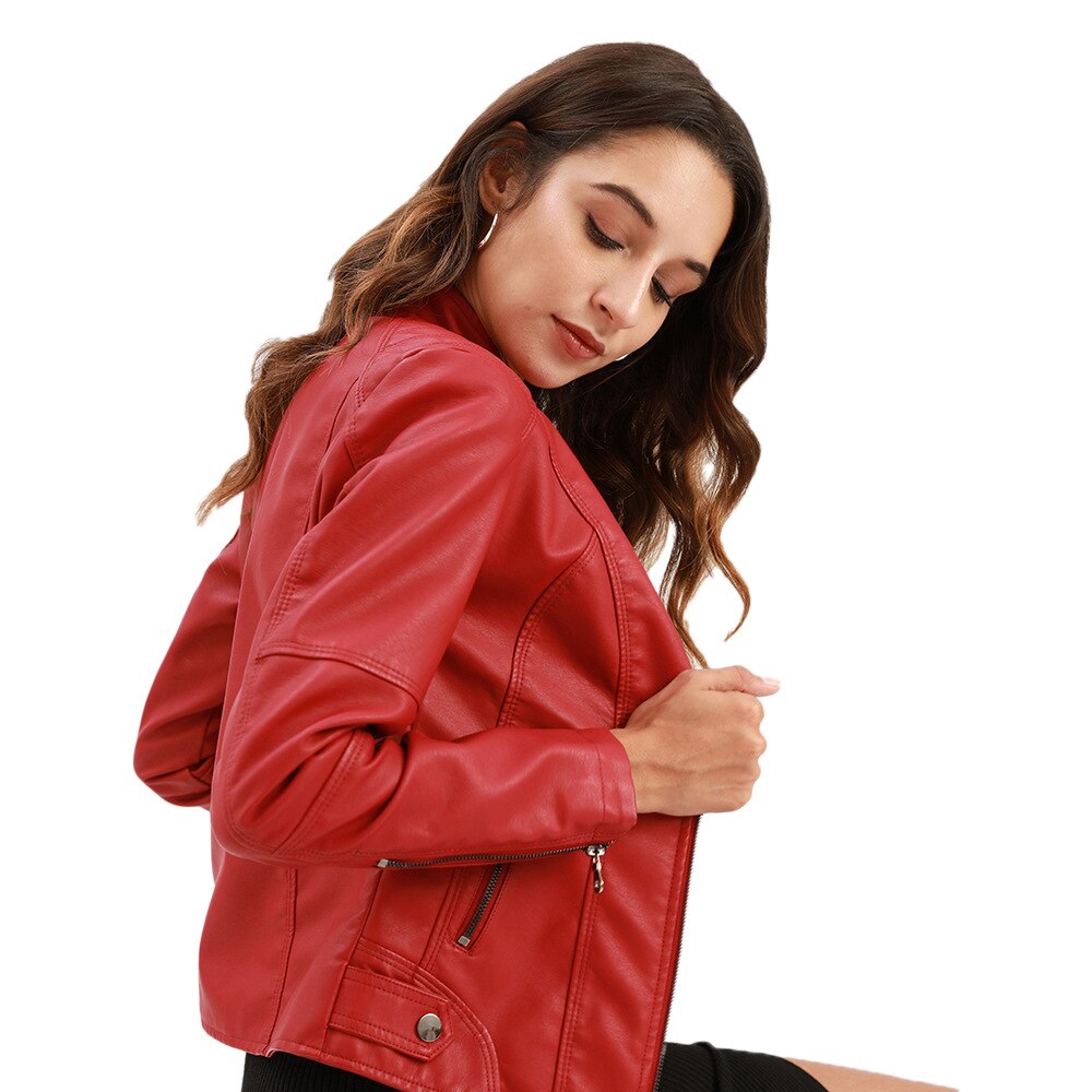 Valenzora - Women's Slim Fit Faux Leather Biker Jacket