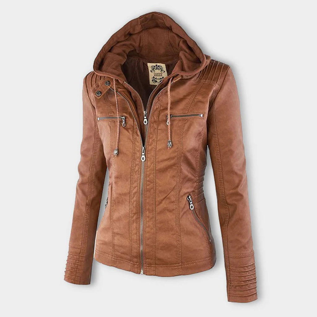 Valenzora - Kapuzenjacke - Kunstleder - Reißverschlussjacke - Damenjacke