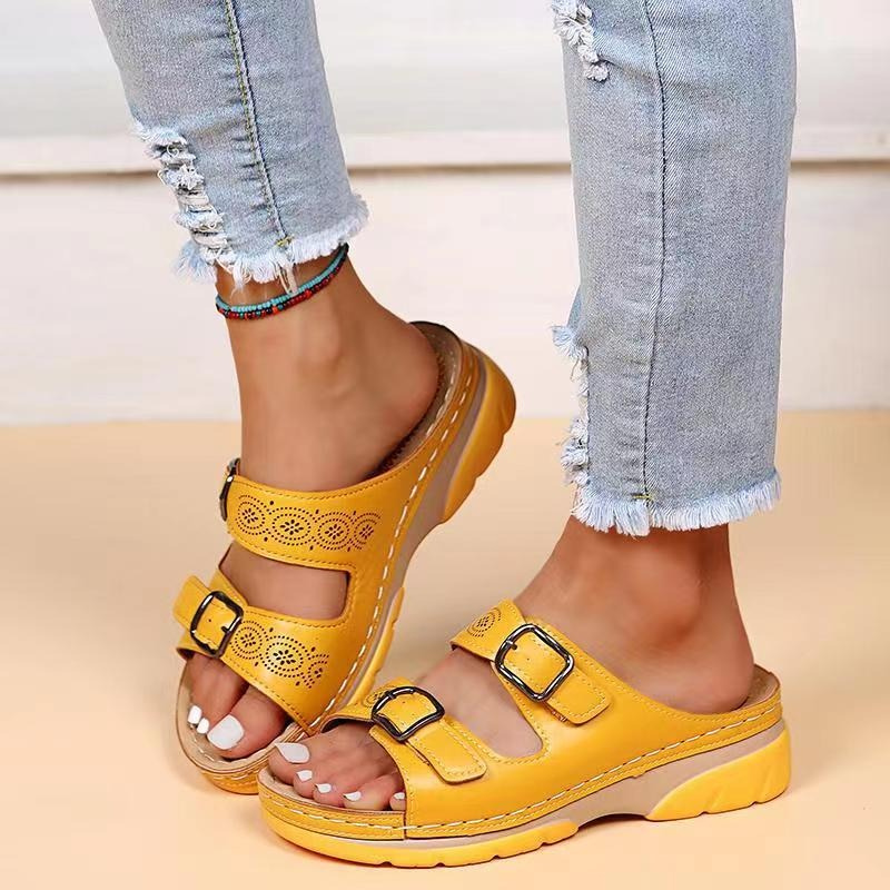 Valenzora | Buckle Strap Ergonomic Platform Slippers Orthopedic Slippers Women's