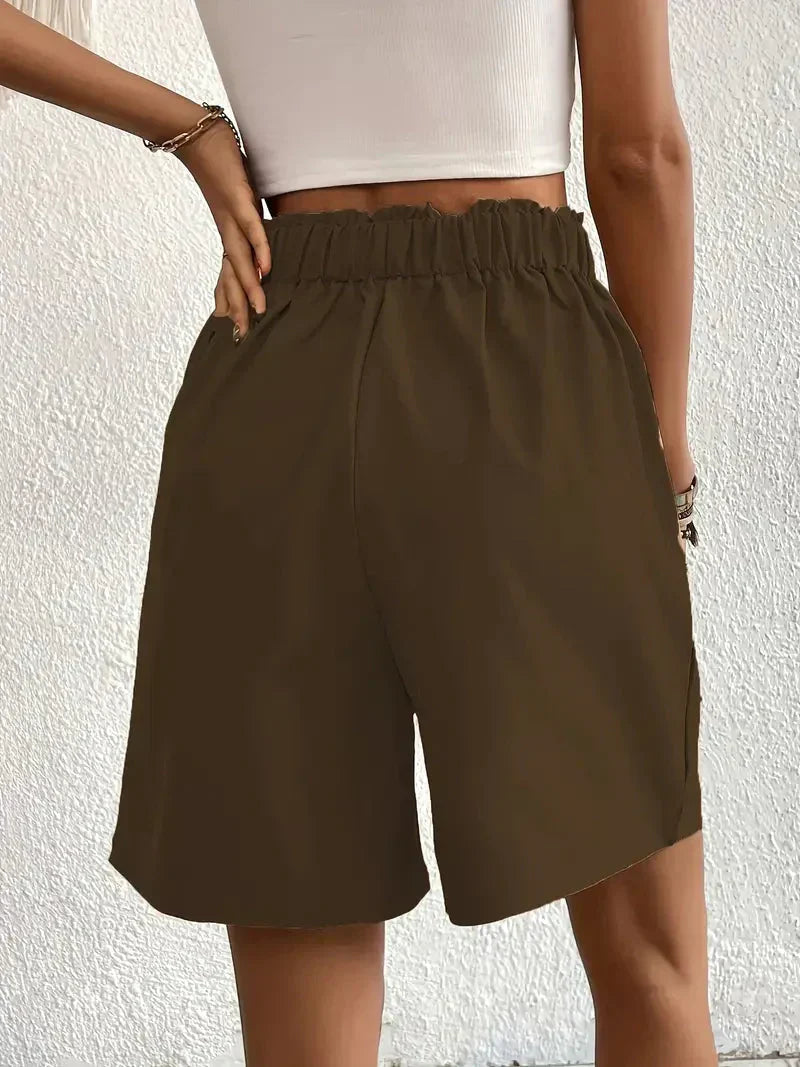 Valenzora | High-waisted linen shorts for women