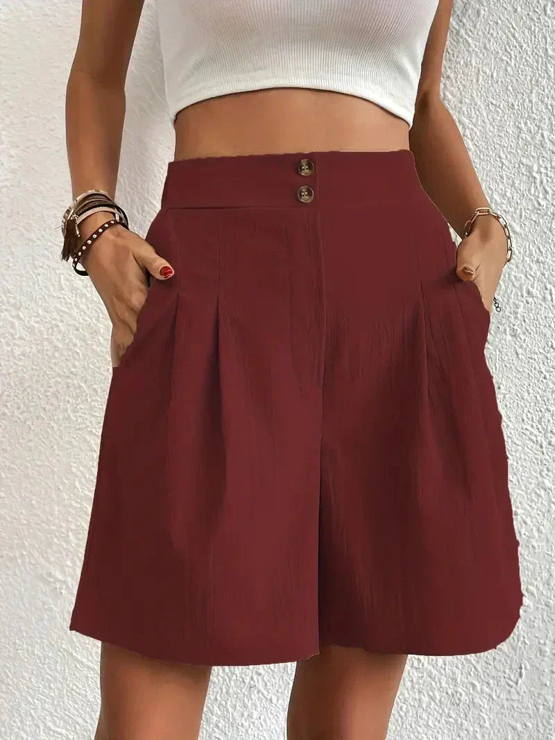 Valenzora | High-waisted linen shorts for women