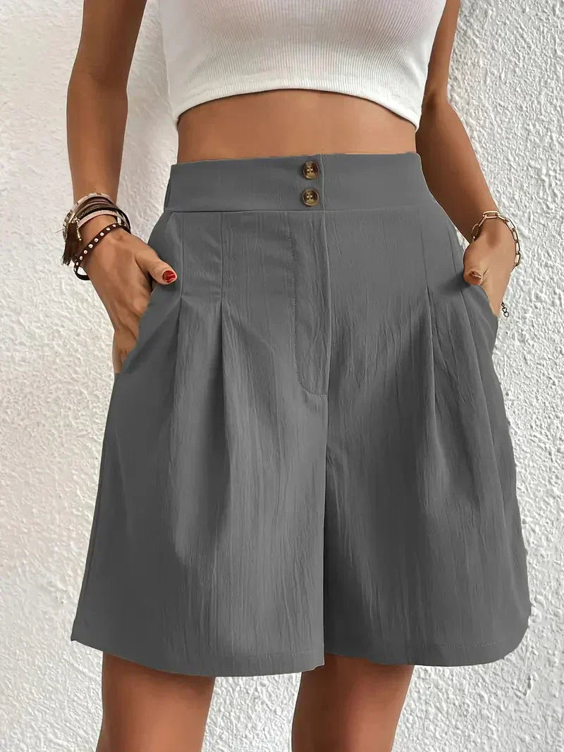 Valenzora | High-waisted linen shorts for women