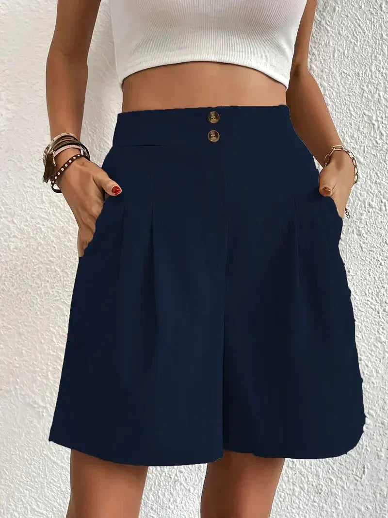 Valenzora | High-waisted linen shorts for women