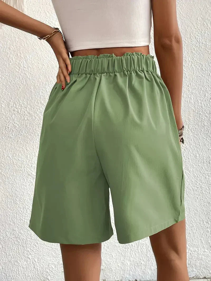 Valenzora | High-waisted linen shorts for women