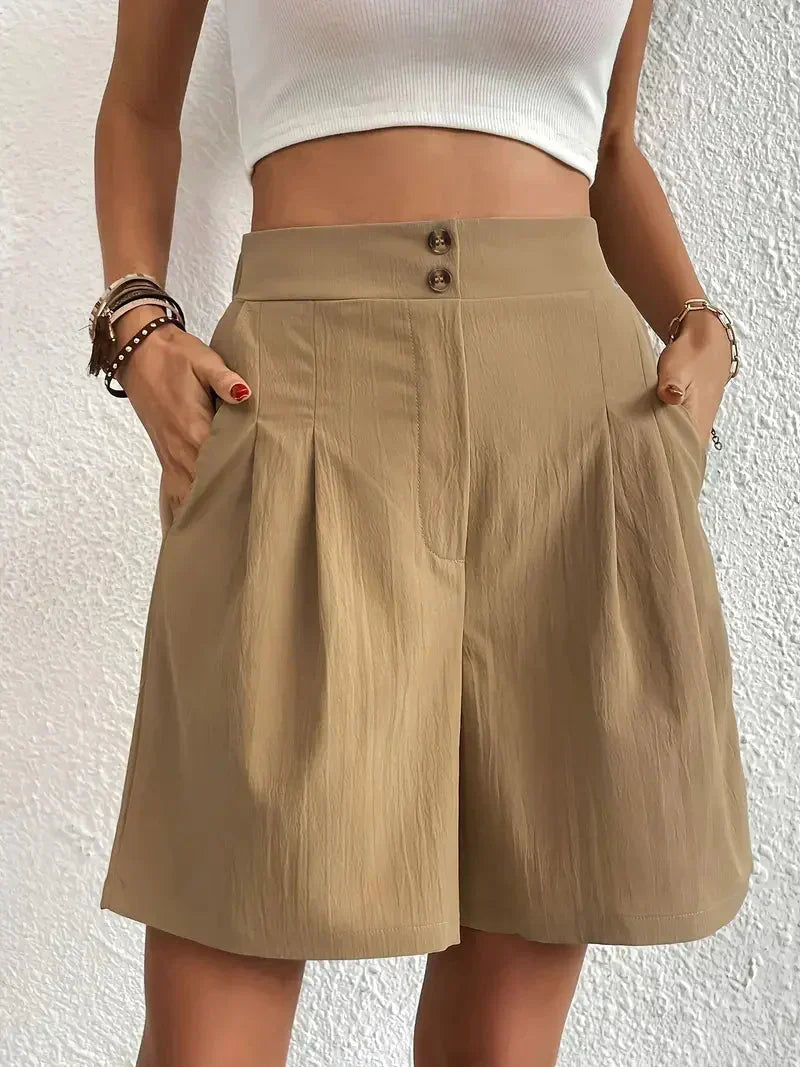 Valenzora | High-waisted linen shorts for women