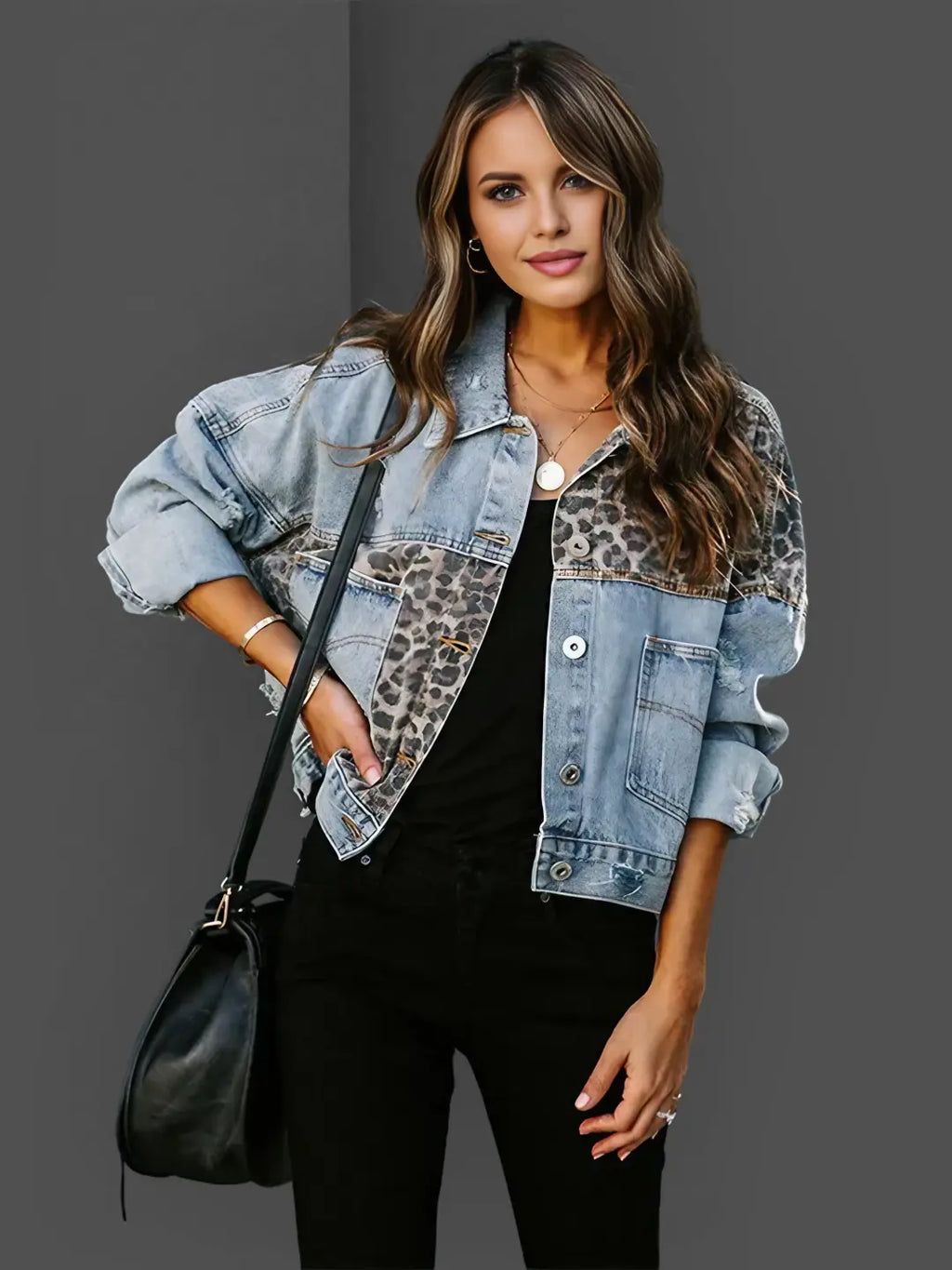 Valenzora | Jeansjacke mit Leopardenmuster