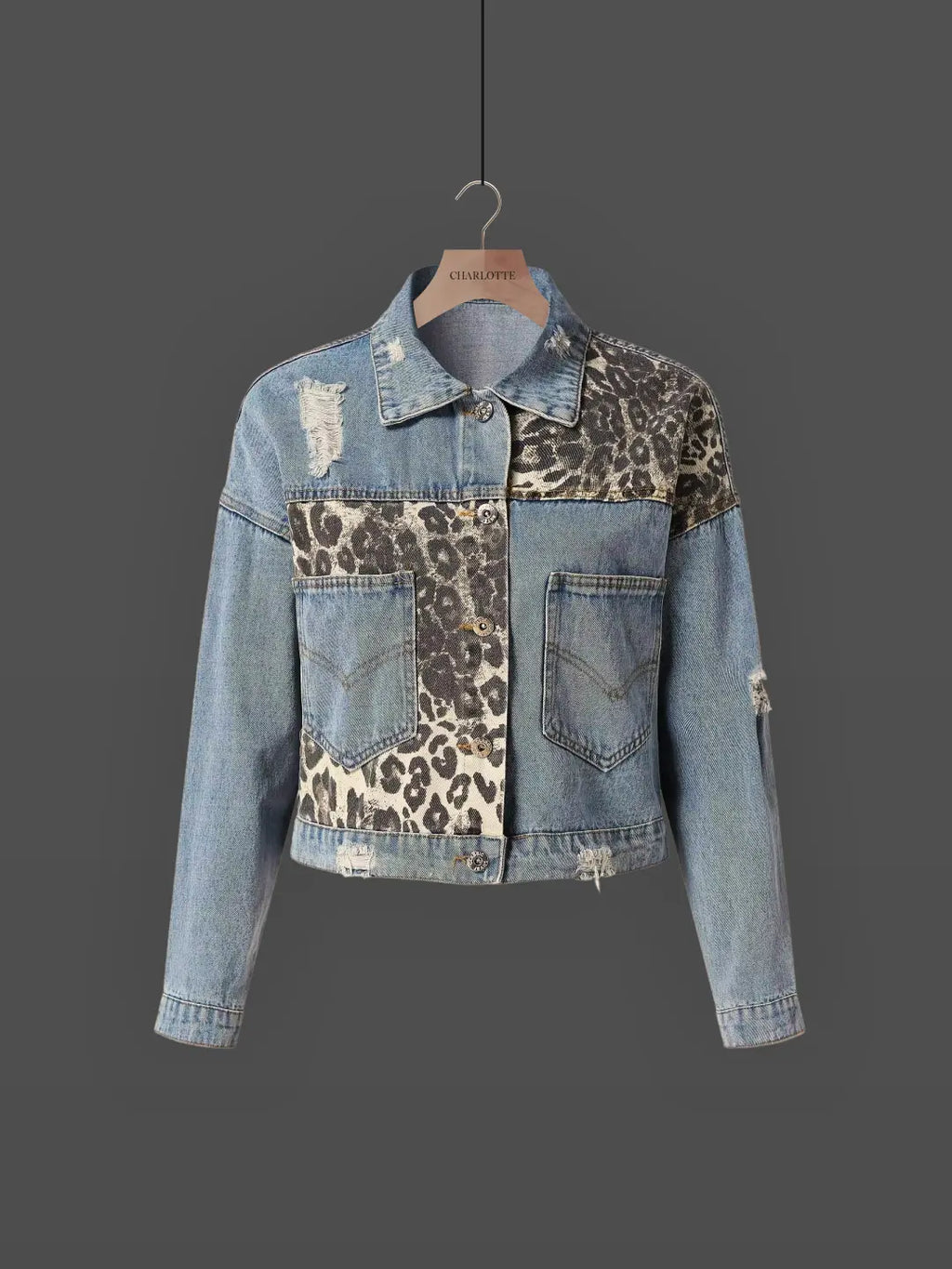 Jeansjacke mit Leopardenmuster