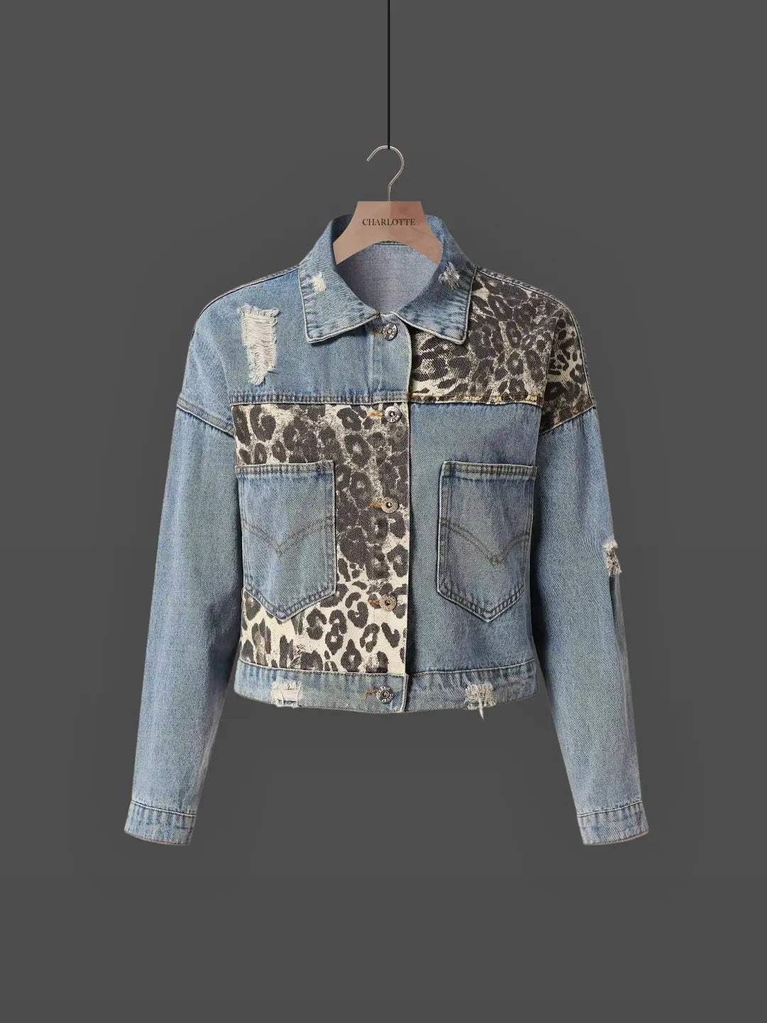 Jeansjacke mit Leopardenmuster