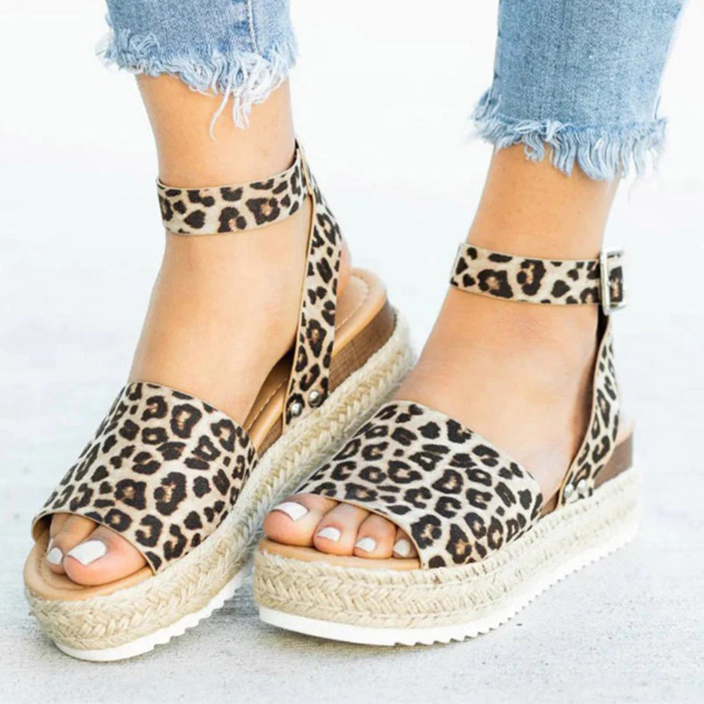 Valenzora | Plateau-Sandalen Espadrille-Sohle Verstellbarer Knöchelriemen Zehenriemen