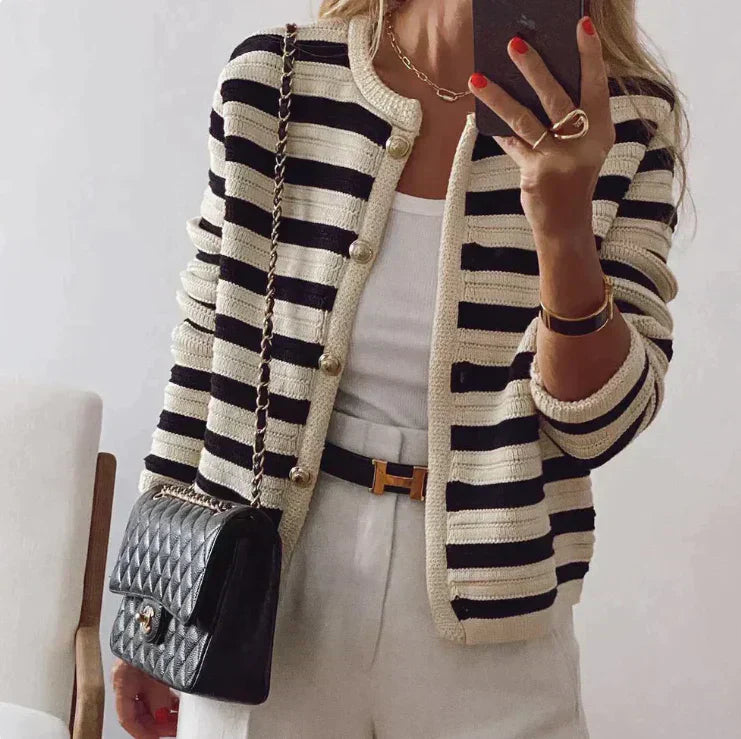 Valenzora | Striped cardigan with buttons for women