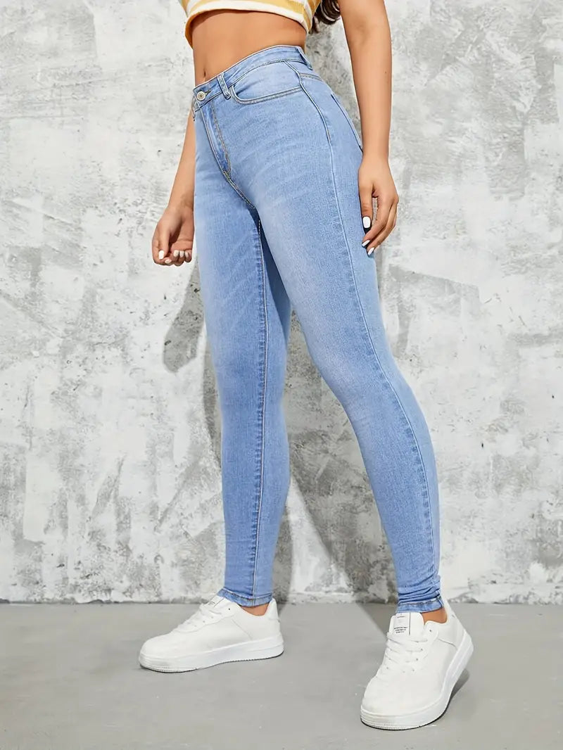 Valenzora | Light blue skinny fit high-waisted jeans for women