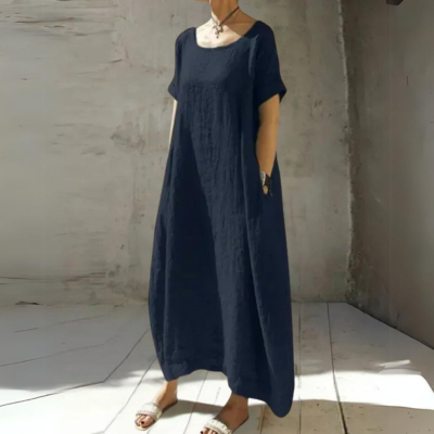 Valenzora | Maxikleid aus Baumwolle mit weitem Bein, Sommerkleid