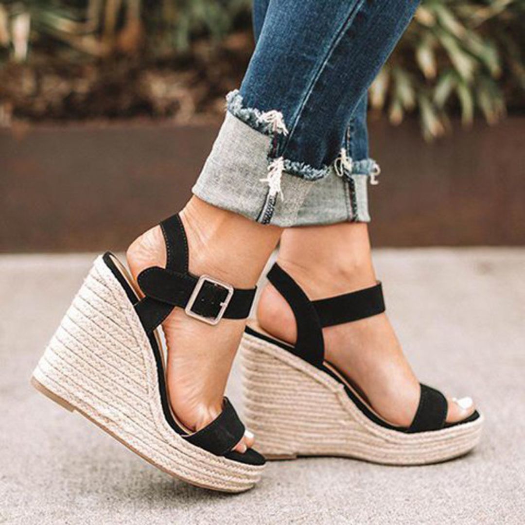 Valenzora | Wedge sandals Elegant women's shoes with belt