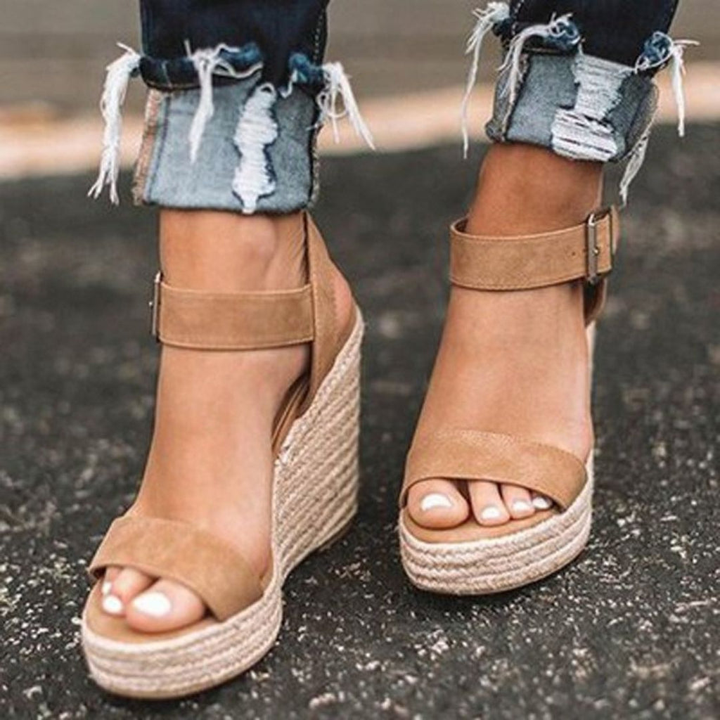 Valenzora | Wedge sandals Elegant women's shoes with belt