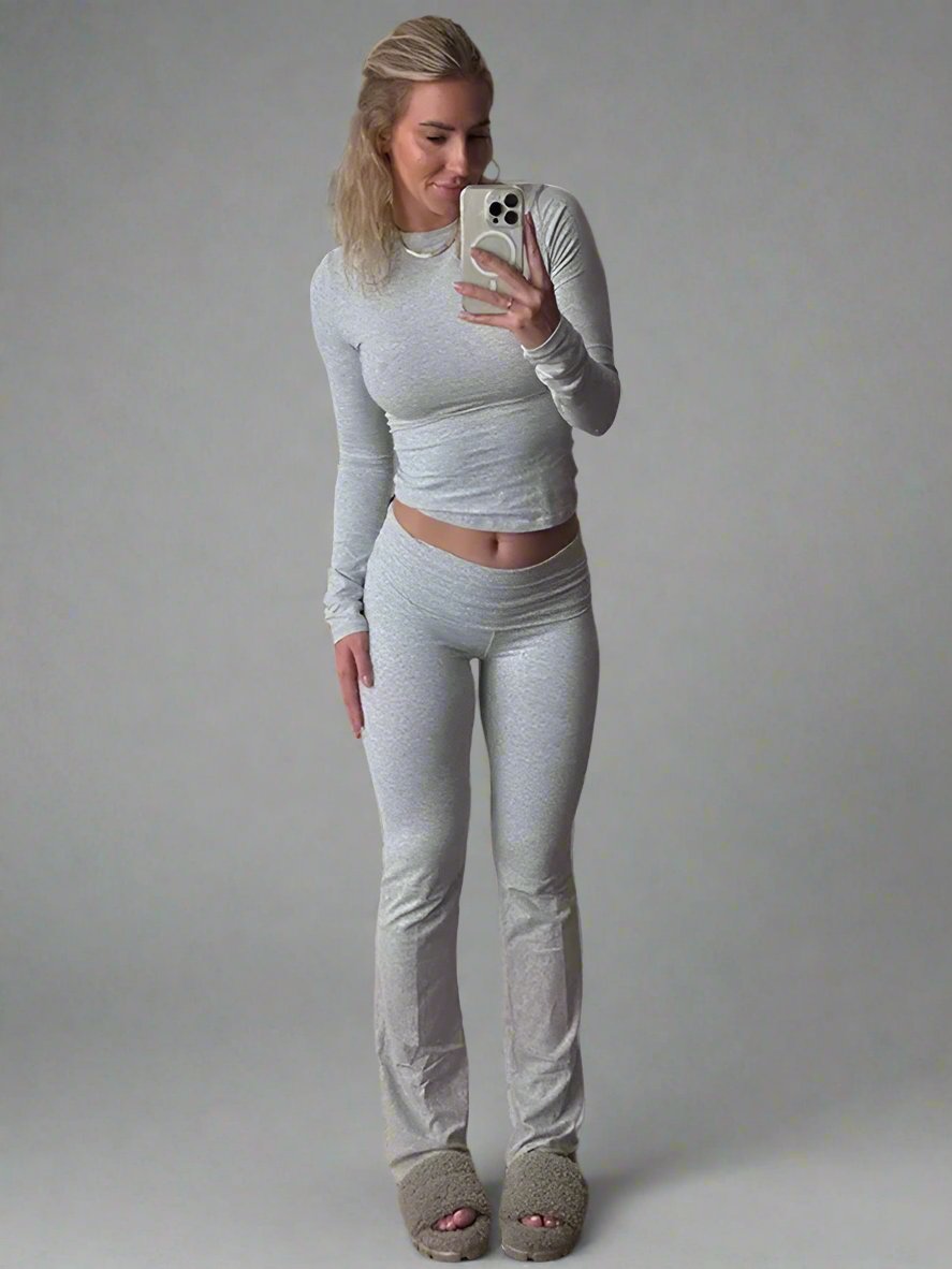 Valenzora | Women's two-piece cotton set with wide legs and long sleeves