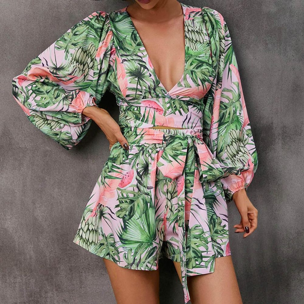 Valenzora | Ranta Leichter, stylischer und bequemer Langarm-Jumpsuit mit Sommerprint