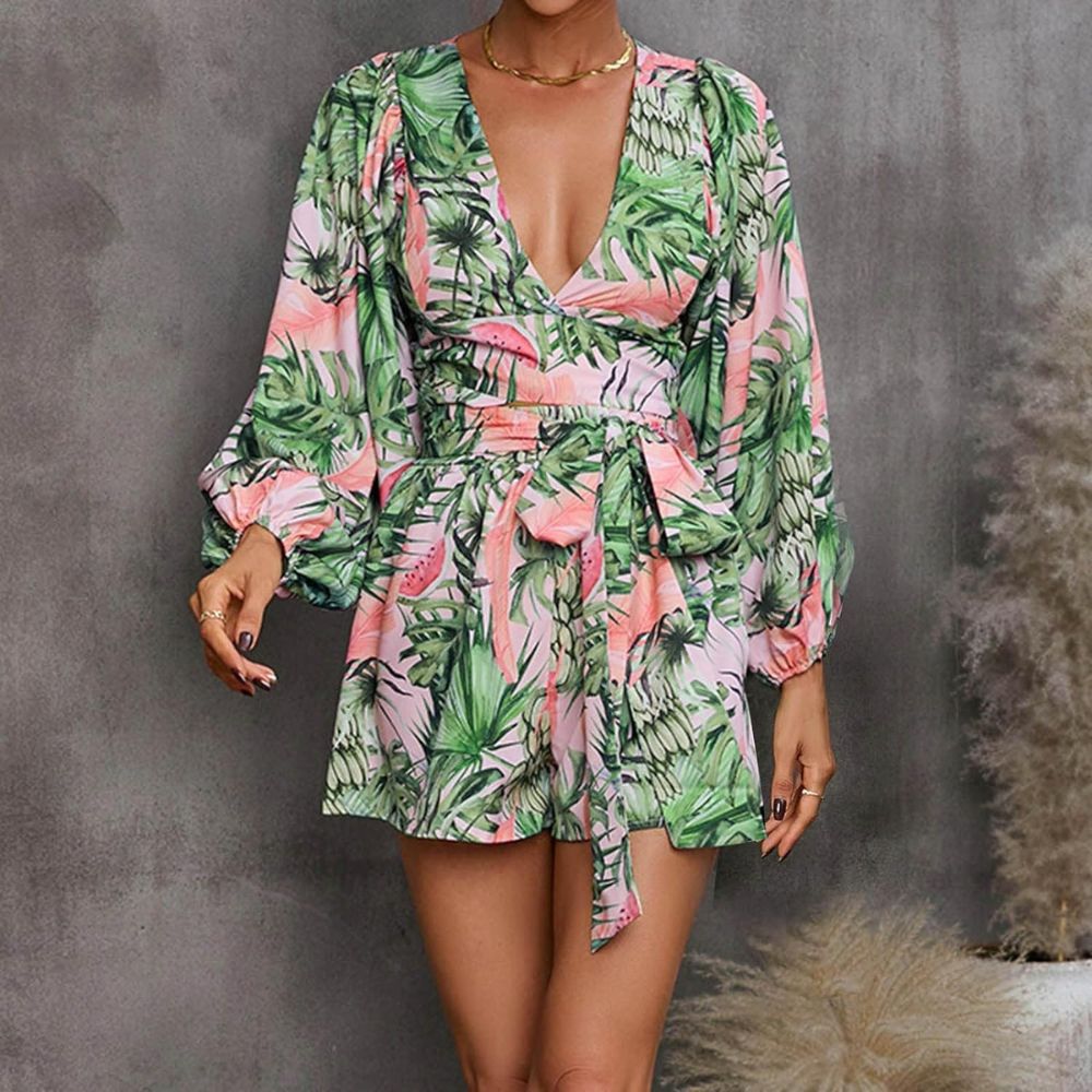 Valenzora | Ranta Leichter, stylischer und bequemer Langarm-Jumpsuit mit Sommerprint