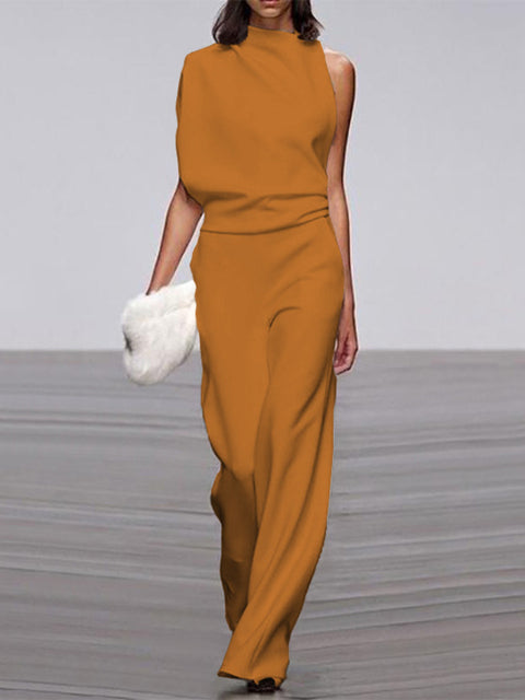 Valenzora | One-Shoulder Jumpsuit mit weitem Bein