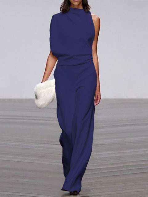 Valenzora | One-Shoulder Jumpsuit mit weitem Bein