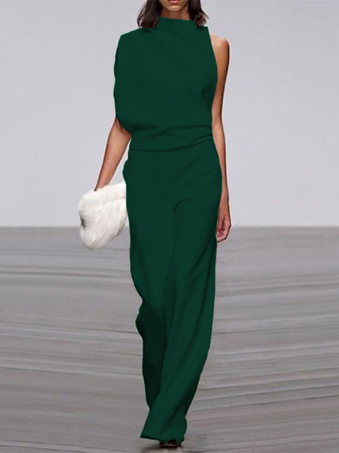 Valenzora | One-Shoulder Jumpsuit mit weitem Bein