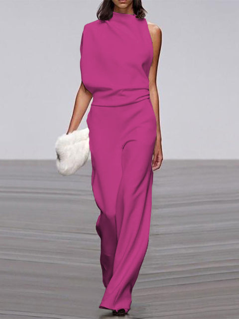 Valenzora | One-Shoulder Jumpsuit mit weitem Bein