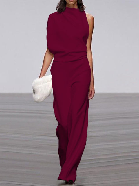 Valenzora | One-Shoulder Jumpsuit mit weitem Bein