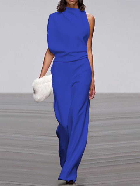 Valenzora | One-Shoulder Jumpsuit mit weitem Bein
