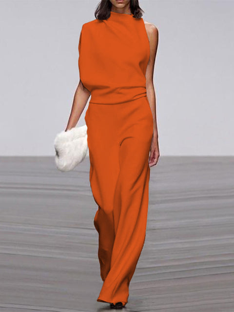 Valenzora | One-Shoulder Jumpsuit mit weitem Bein