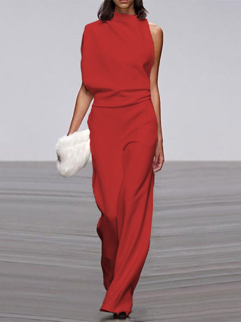 Valenzora | One-Shoulder Jumpsuit mit weitem Bein