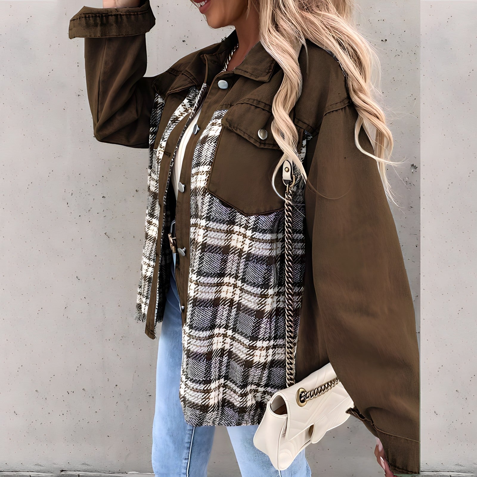 Checkered jacket for women
