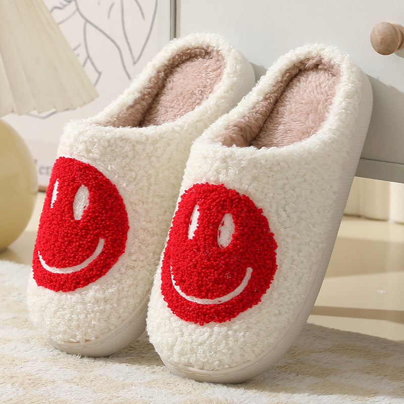 Valenzora Large Smiley Pattern Fur Slippers