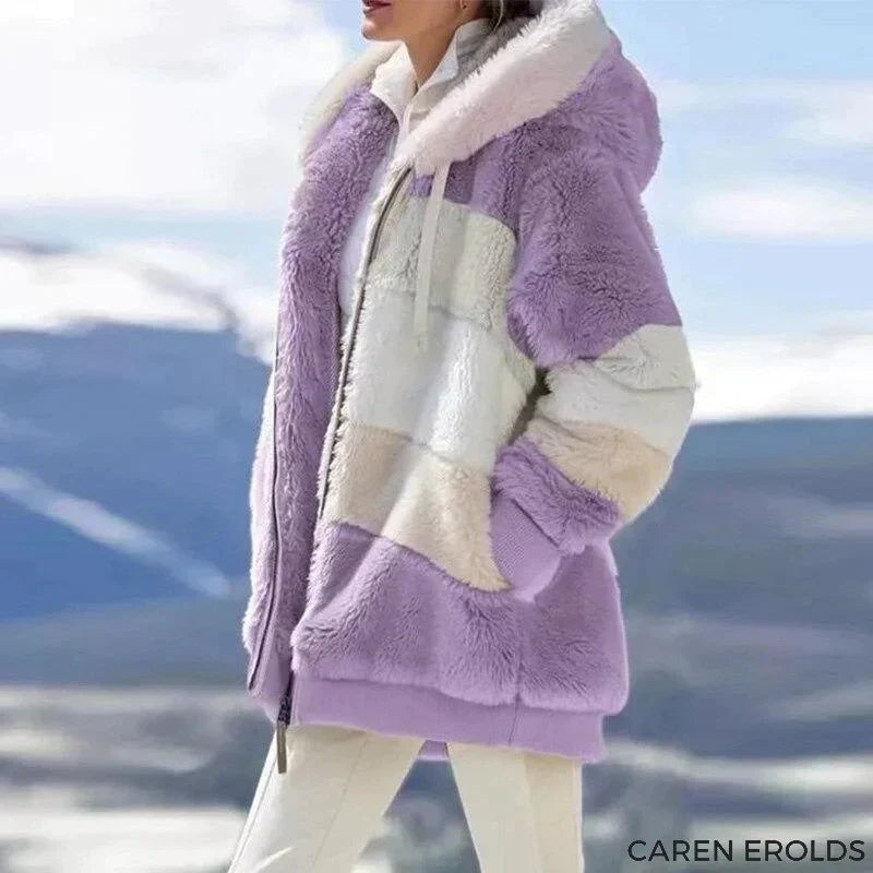 2026 Gemütliche Tweed-Kapuzenjacke mit Plüschwollfutter