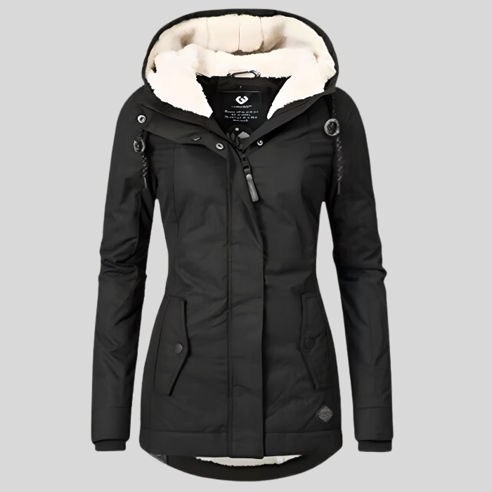 Valenzora | Long Waterproof Winter Jacket with Hood & Lining