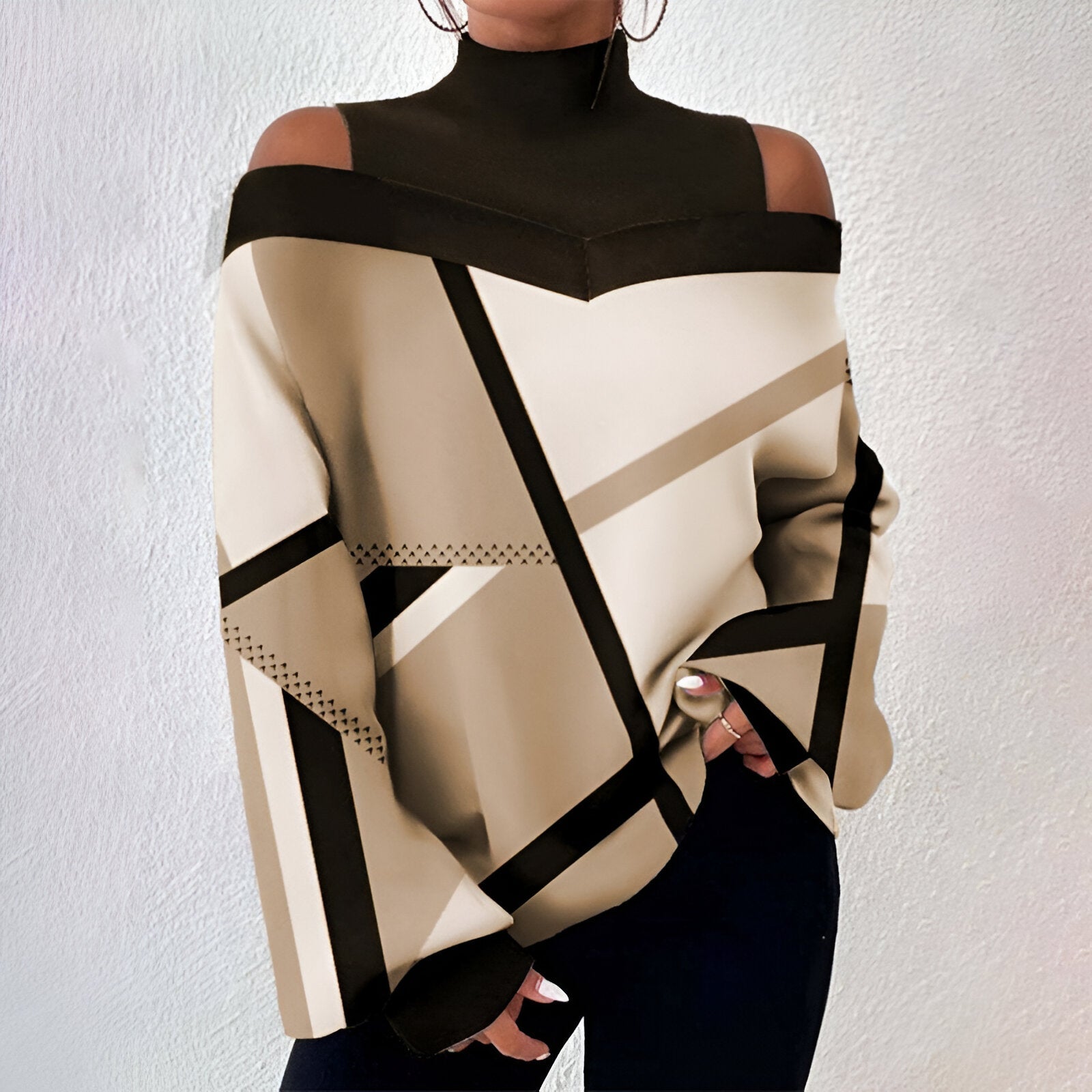 Valenzora | Sexy plaid T-shirt with off-the-shoulder sleeves