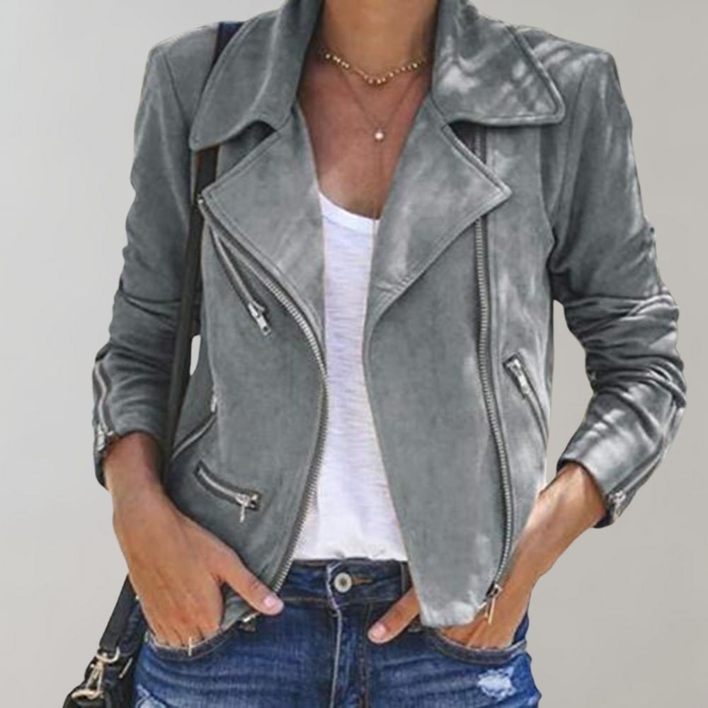 Valenzora | Suede biker jacket with zipper for women